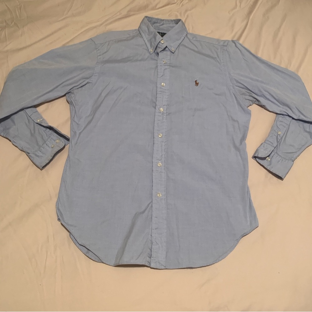 Vintage Polo Ralph Lauren Blue Oxford Button Down Shirt Men Size Small 15 33/33